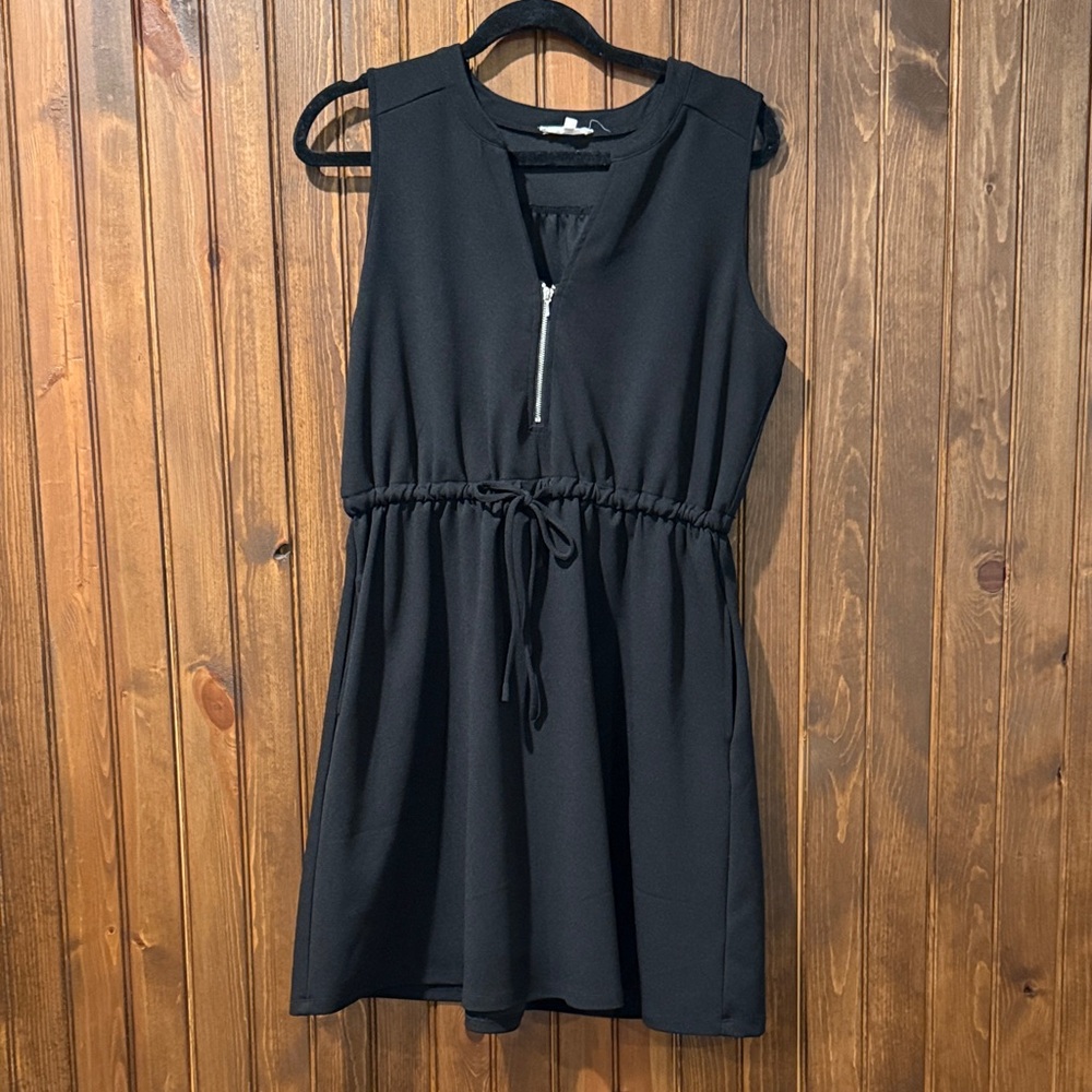 Maurices Black Midi Dress with Zipper and Drawstring